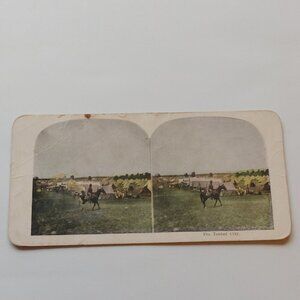 Antique Stereograph Card "The Tented City" Military Memorabilia